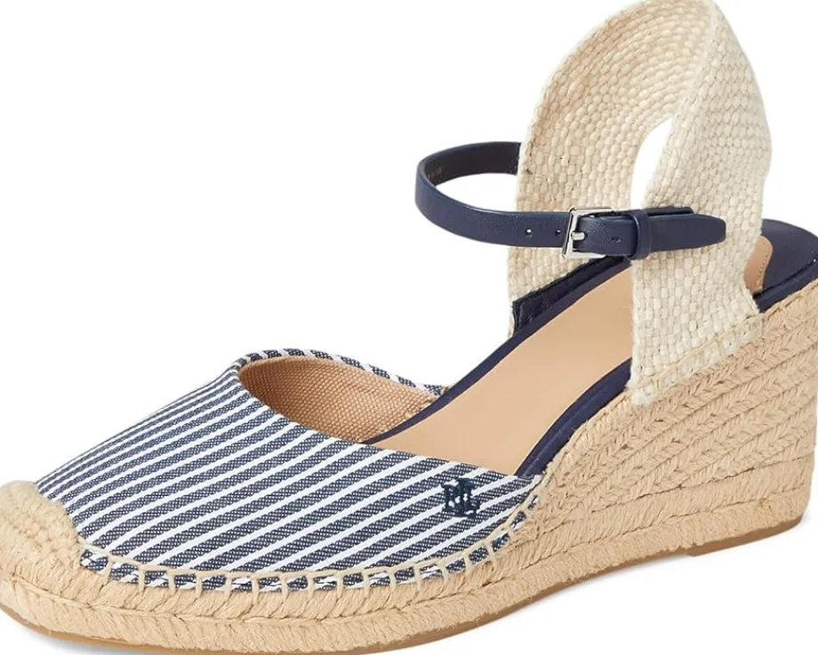 Lauren Ralph Lauren Robby Striped Canvas & Jute Espadrille Refined Navy/Natural/Refined Navy/Natural Discount