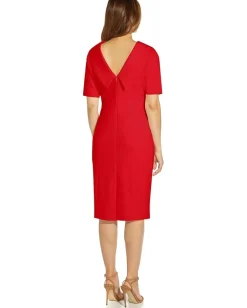 Women Adrianna Papell Roll Neck Sheath Collar Dress w/V-Back