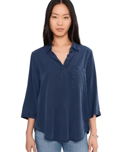 Mod-o-doc Roll Tab Patch Pocket Tunic Vibrant Navy Discount