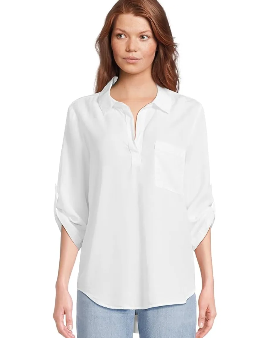 Mod-o-doc Roll Tab Sleeve Patch Pocket Tunic White Hot