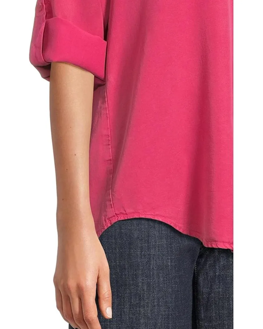 Mod-o-doc Roll Tab Sleeve Patch Pocket Tunic Electric Berry Outlet