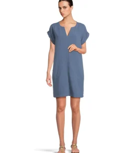 Mod-o-doc Roll-Up Short Dolman Sleeve Shift Dress Pacific Blue