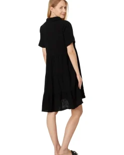 Women Mod-o-doc Roll-Up Sleeve Tiered Back Dress