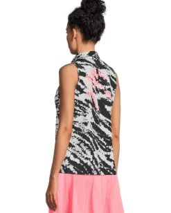 Jamie Sadock Rorschach Print Full Button-up Front Sleeveless Top Flamingo Pink Best
