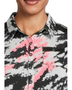 Jamie Sadock Rorschach Print Full Button-up Front Sleeveless Top Flamingo Pink Best