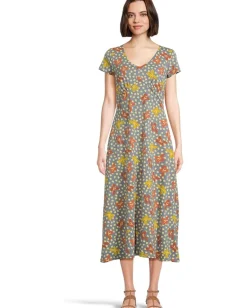 Toad&Co Rose Midi Short Sleeve Dress North Shore Lily Print Best