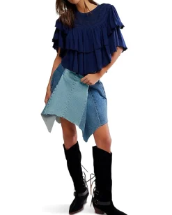 Free People Rose Party Tee Peacoat Outlet