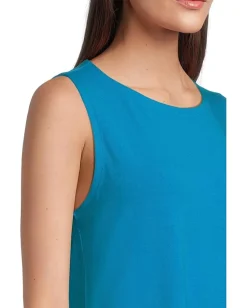 Eileen Fisher Round Neck Knee Length Dress Oahu Blue Outlet