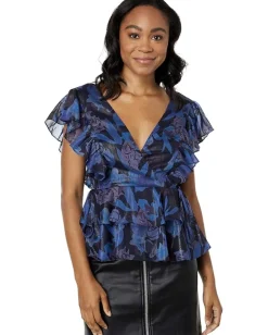 Ted Baker Rowyn Frill Detail Top with Tie Detail Dark/Navy Sale