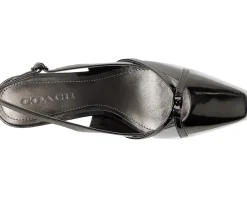 COACH Rowyn Metallic Leather Slingback Anthracite