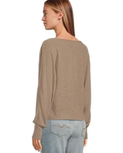 Michael Stars Roxy Balloon Sleeve Top Cobblestone New
