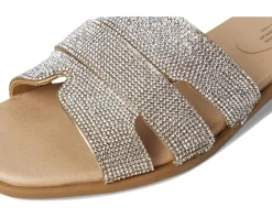 LifeStride Royalty Bling Slide Sandals Gold Metallic New