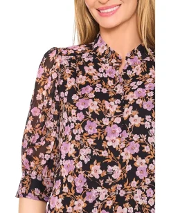 Women CeCe Ruched Sleeve Hidden Placket Blouse