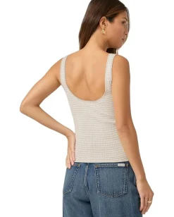 Splendid Saige Sweater Tank Fawn Stripe Clearance