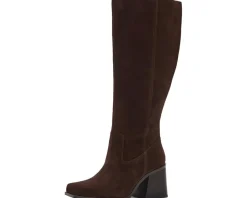 Vince Camuto Sangeti Wide Calf Stacked Heel Knee High Boot Brownie Hot