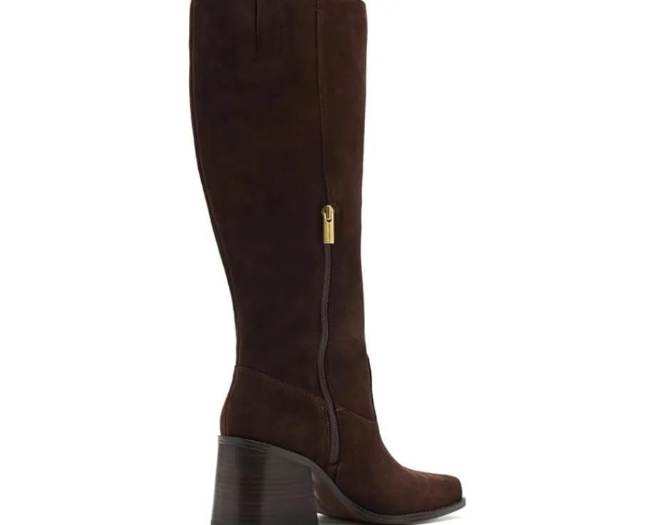 Vince Camuto Sangeti Wide Calf Stacked Heel Knee High Boot Brownie Hot