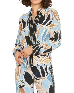 NIC+ZOE Sapphire Shades Shirt Blue Multi Outlet