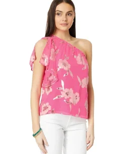 Women Lilly Pulitzer Sarahleigh One Shoulder Silk Blend Top