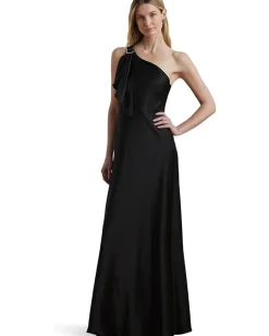 Lauren Ralph Lauren Satin Charmeuse One Shoulder Gown Black Online