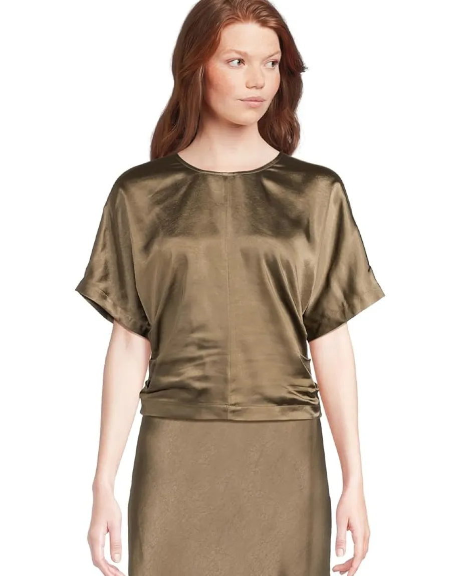 Lilla P Satin Dolman Short Sleeve Parsley Clearance