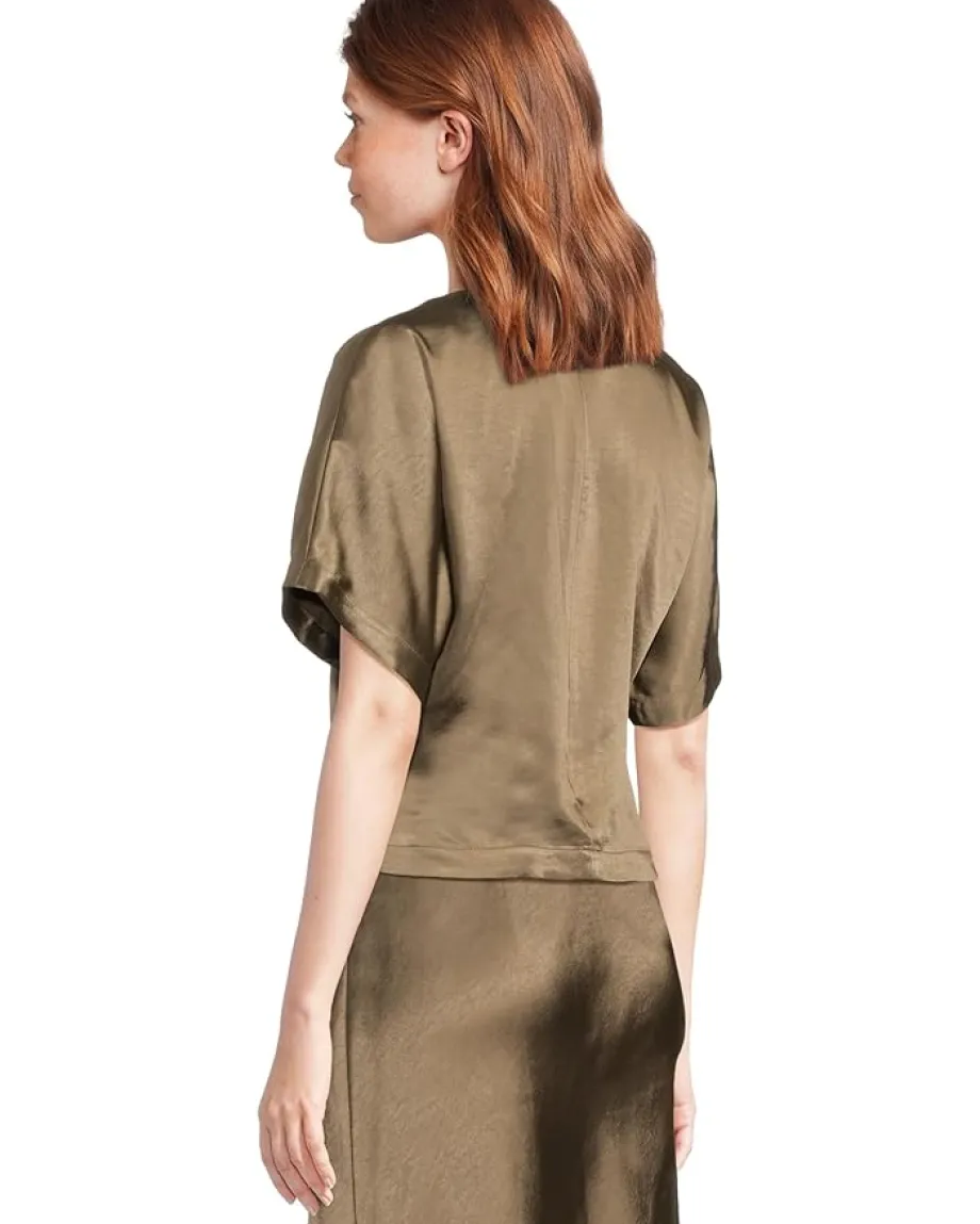 Lilla P Satin Dolman Short Sleeve Parsley Clearance