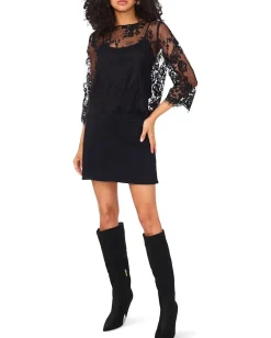 Women Vince Camuto Scalloped Hem Round Neck Long