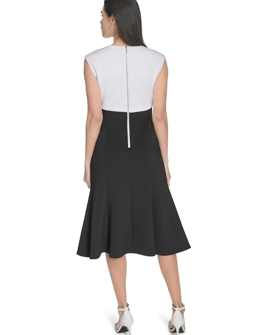 Calvin Klein Scuba Color Block A-Line Black White