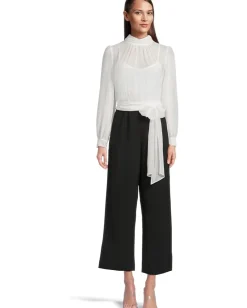 Women Calvin Klein Scuba Crepe Chiffon Combo Jumpsuit
