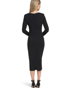 Women Calvin Klein Scuba Crepe Long Sleeve Midi Sheath