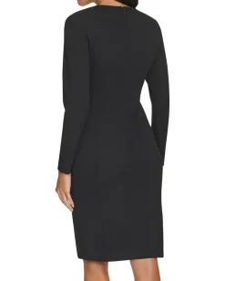 Calvin Klein Scuba Crepe Long Sleeve with Hot Fix Black Best