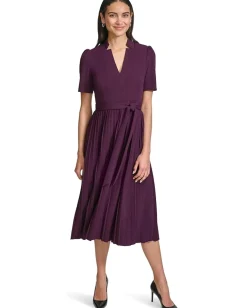 Women Calvin Klein Scuba Crepe Pleated Skirt Aline