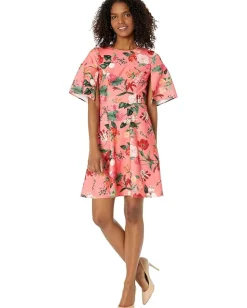 Women Vince Camuto Scuba Crepe Split Flutter Sleeve Fit-and-Flare