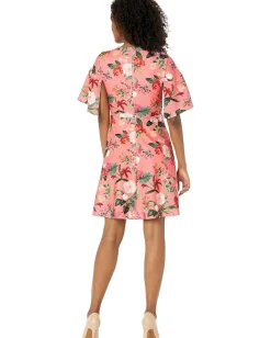 Women Vince Camuto Scuba Crepe Split Flutter Sleeve Fit-and-Flare