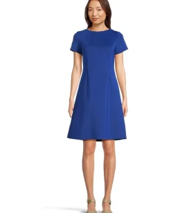 Women Calvin Klein Scuba Short Sleeve Solid Aline