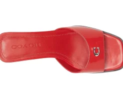 Women COACH Sculpted C Leather Block Heel Sandals