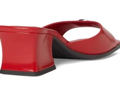 Women COACH Sculpted C Leather Block Heel Sandals