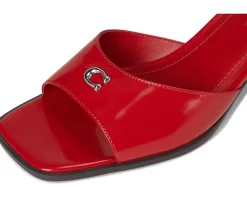 Women COACH Sculpted C Leather Block Heel Sandals