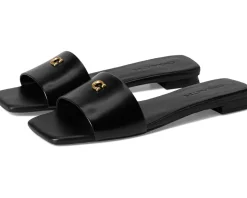 COACH Sculpted C Sandals Black New