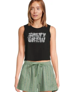 Salty Crew Sea Life Cropped Tank Black New