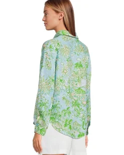 Lilly Pulitzer Sea View Button-Down Fresh Water Blue Sunbathers Bliss