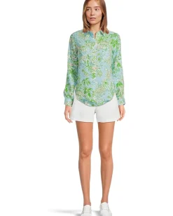 Lilly Pulitzer Sea View Button-Down Fresh Water Blue Sunbathers Bliss