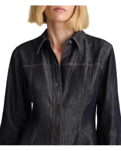 Madewell Seamed Shirt Mini Dress In Rinse Rinse Wash