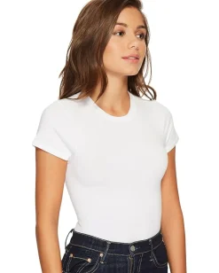 Yummie Seamless Short Sleeve Crew Neck Shaping Bodysuit White New