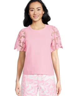 Lilly Pulitzer Sebene Knit Top Conch Shell Pink Hot