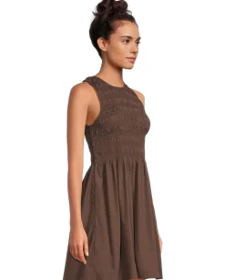 Madewell Selena Smocked Mini Roasted Chicory Hot