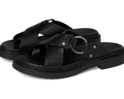 ECCO Seoul Toe Post Ring Ornament Slide Sandals Black Discount