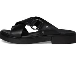 ECCO Seoul Toe Post Ring Ornament Slide Sandals Black Discount