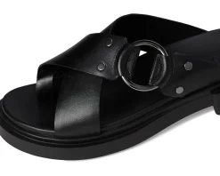 ECCO Seoul Toe Post Ring Ornament Slide Sandals Black Discount