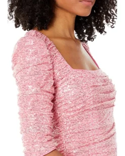 Badgley Mischka Sequin Square Neck Rose Hot