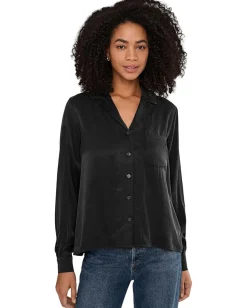 Splendid Serena Satin Button-Down Black Online